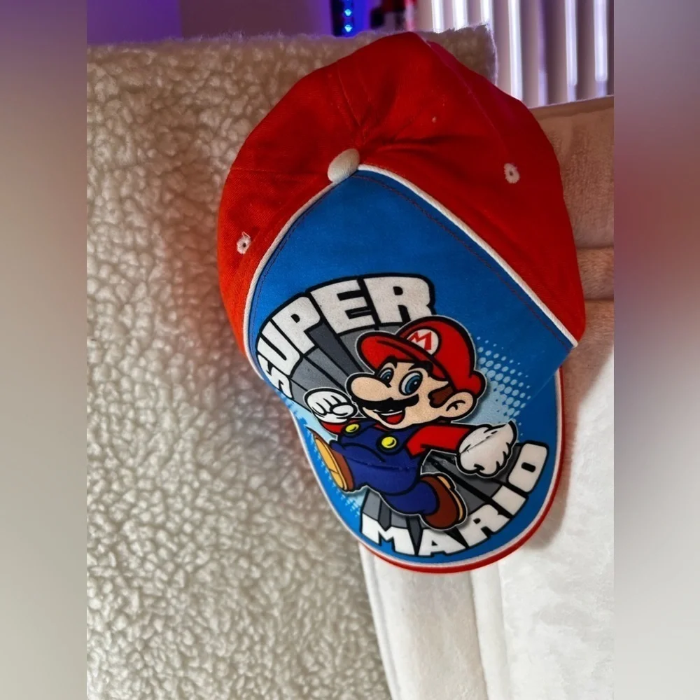 Super Mario Cap 3 Assorted Caps Super Mario, PJ Mask, Minnie Mouse, hats Red ,